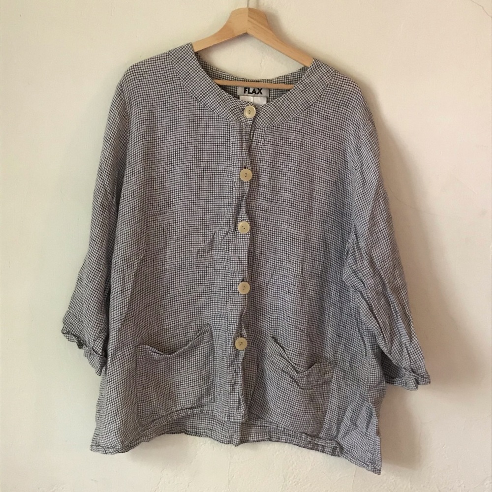 FLAX Vintage linen tunic / jacket  / Sz Lg